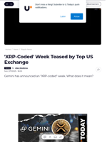 'XRP-Coded' Week Teased by Top US Exchange - U.Today
