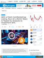 With a Fresh CoinMarketCap Listing, Ruvi AI’s (RUVI) Token Is Tipped by Analysts to Outperform BTC 