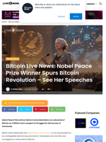 Bitcoin Live News: Nobel Peace Prize Winner Spurs Bitcoin Revolution - See Her Speeches | Live Bitcoin News