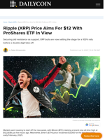 Ripple (XRP) Price Aims For $12 With ProShares ETF In View - DailyCoin