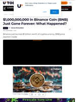 $1,000,000,000 in Binance Coin (BNB) Just Gone Forever: What Happened?