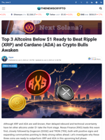 Top 3 Altcoins Below $1 Ready to Beat Ripple (XRP) and Cardano (ADA) as Crypto Bulls Awaken