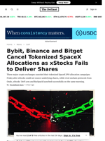 Bybit, Binance and Bitget Cancel Tokenized SpaceX Allocations as xStocks Fails to Deliver Shares - "The Defiant"