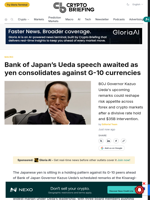 Bank of Japan's Ueda speech awaited as yen consolidates against G-10 currencies