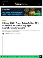 Ethena (ENA) Price: Token Rallies 68% in a Month as Ethena Pay App Launches on Avalanche - CoinCentral