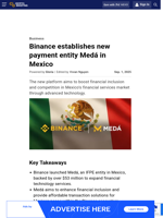 Binance establishes new payment entity Medá in Mexico