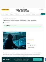 Crypto hacks in April surpass $623M with 4 days remaining