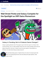 Wall Street Ponke and Solaxy Compete for the Spotlight as XRP Gains Momentum