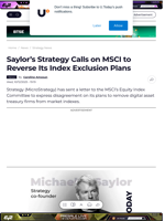 Saylor’s Strategy Calls on MSCI to Reverse Its Index Exclusion Plans - U.Today