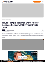 TRON (TRX) Is 'Ignored Dark Horse,' Believes Former ARK Invest Crypto Lead