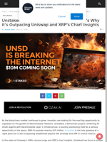 Unstaked’s $10M Milestone is Close; Here’s Why It’s Outpacing Uniswap and XRP’s Chart Insights | Live Bitcoin News
