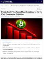 Bitcoin Cash Price Faces Major Breakdown: Here’s What Traders Are Watching