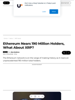 Ethereum Nears 190 Million Holders, What About XRP? - U.Today