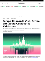 Tempo Onboards Visa, Stripe and Zodia Custody as Validators - 