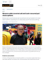 Binance adds covered call and cash-secured put stock options - Blockchain.News