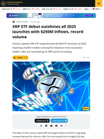Canary XRP ETF’s Record Launch Brings $250M Inflows Via In-Kind Redemptions