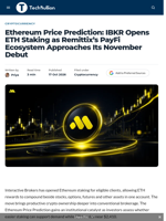 Ethereum Price Prediction: IBKR Opens ETH Staking as Remittix's PayFi Ecosystem Approaches Its November Debut - TechBullion