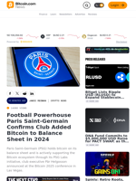 Football Powerhouse Paris Saint-Germain Confirms Club Added Bitcoin to Balance Sheet in 2024 – Crypto News Bitcoin News