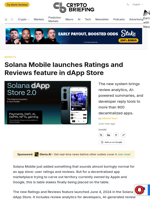 Solana Mobile launches Ratings and Reviews feature in dApp Store