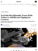 YouTube Rival Rumble Teams With Tether to Add Bitcoin Tipping for Creators - Decrypt