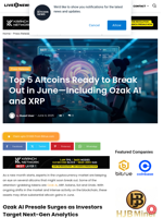 Top 5 Altcoins Ready to Break Out in June—Including Ozak AI and XRP | Live Bitcoin News