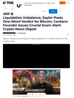 XRP Bears Stunned by 51,209% Liquidation Imbalance, Saylor Posts One-Word Verdict for Bitcoin, Cardano Founder Issues Crucial Scam Alert: Crypto News Digest