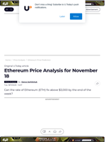 Ethereum Price Analysis for November 18 - U.Today
