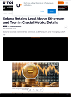 Solana Retains Lead Above Ethereum and Tron in Crucial Metric: Details