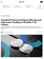 Standard Chartered Opens Bitcoin and Ethereum Trading to Wealthy UAE Clients - Decrypt