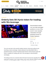 Orderly lists SK Hynix token for trading with 10x leverage