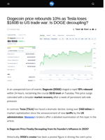 Dogecoin price rebounds 10% as Tesla loses $160B to US trade war: Is DOGE decoupling? - Visionary Financial