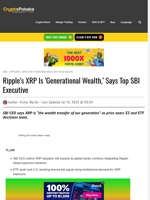 Ripple's XRP Is ‘Generational Wealth,’ Says Top SBI Executive