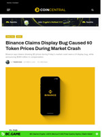 Binance Claims Display Bug Caused $0 Token Prices During Market Crash - CoinCentral
