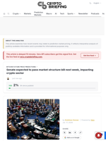 Senate expected to pass market structure bill next week, impacting crypto sector