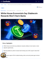 Economists Say Stablecoin Rewards Won’t Harm Banks