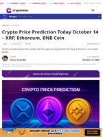 Crypto Price Prediction Today October 14 - XRP, Ethereum, BNB Coin