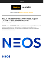 NEOS Investments Announces August 2026 ETF Suite Distributions