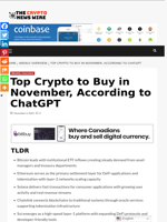 Top Crypto to Buy in November, According to ChatGPT - The Crypto News Wire