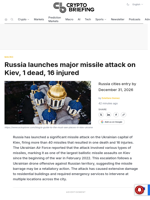 Russia launches major missile attack on Kiev, 1 dead, 16 injured