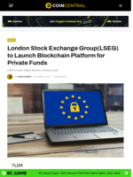London Stock Exchange Group(LSEG) to Launch Blockchain Platform for Private Funds