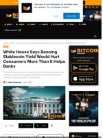 White House: Stablecoin Yield Ban Hurts Consumers More Than Banks