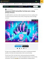 AI's OSINT tool allow mass analysis of YouTube profiles