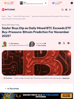 Bitcoin Prediction for November 2025: Saylor Keeps Buying the Dip