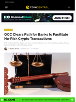 OCC Clears Path for Banks to Facilitate No-Risk Crypto Transactions - CoinCentral