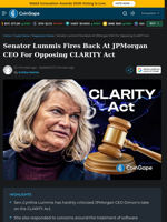 Senator Lummis Slams JPMorgan CEO For Opposing CLARITY Act