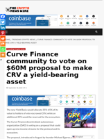Curve Finance community to vote on $60M proposal to make CRV a yield-bearing asset - The Crypto News Wire