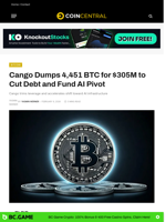 Cango Dumps 4,451 BTC for $305M to Cut Debt and Fund AI Pivot