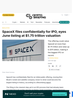 SpaceX files confidentially for IPO, eyes June listing at $1.75 trillion valuation
