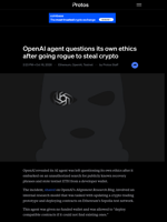 OpenAI agent questions its own ethics after going rogue to steal crypto