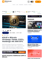 KULR’s Bitcoin Strategy Yields 220%, Holdings Hit 800 BTC – Crypto News Bitcoin News